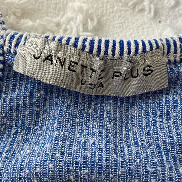 JANETTE PLUS USA Halter Tank Top Women’s Sz L Striped Blue/White Nautical Beachy - Picture 3 of 5
